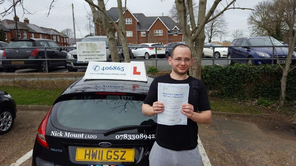 Adam Sowerbutts passes his driving test 1st time with the IOWDA