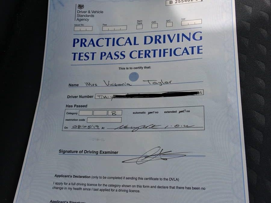 uk driving test sheet